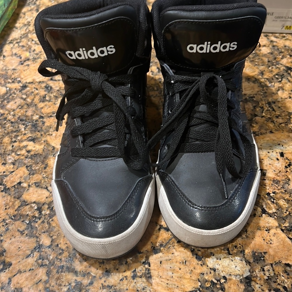 adidas Black and White High-Top Sneakers